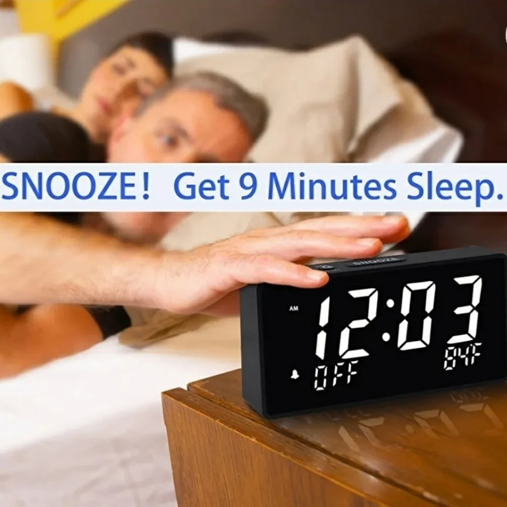 DUAL ALARM CLOCK NWT Digital 24HR USB Charger Large Display Dimmable